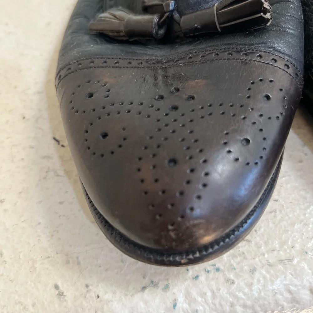 Mezlan Black Leather Cap Toe Tassel Loafers Barcelona Mens 9 W  Preppy Business